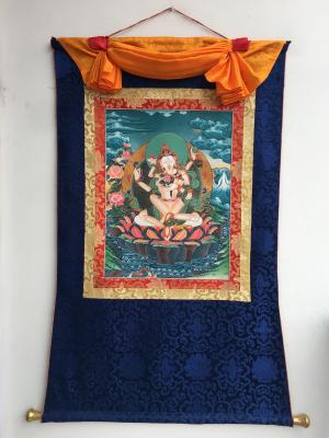 Chengrezig Avalokitesvara Original Hand-Painted Tibetan Thangka | Hanging Art For Office